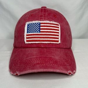 Red Distressed American Patriot Baseball Hat